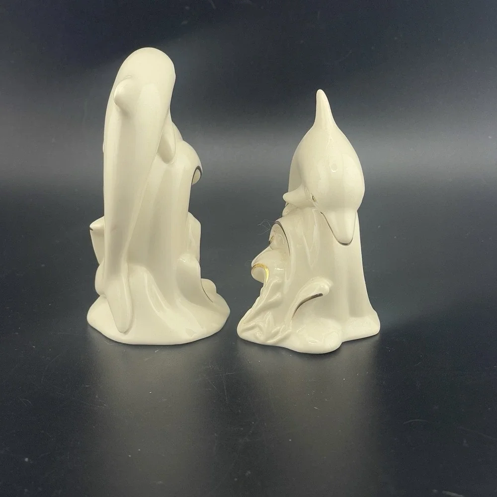 Lenox Dive Dancing Dolphins Ivory Porcelain 24 Karat Gold Figurines Set Lot of 4